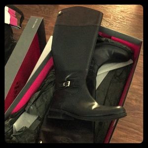 Vince Camuto Black/Drk Wood CICI Calf Riding Boots